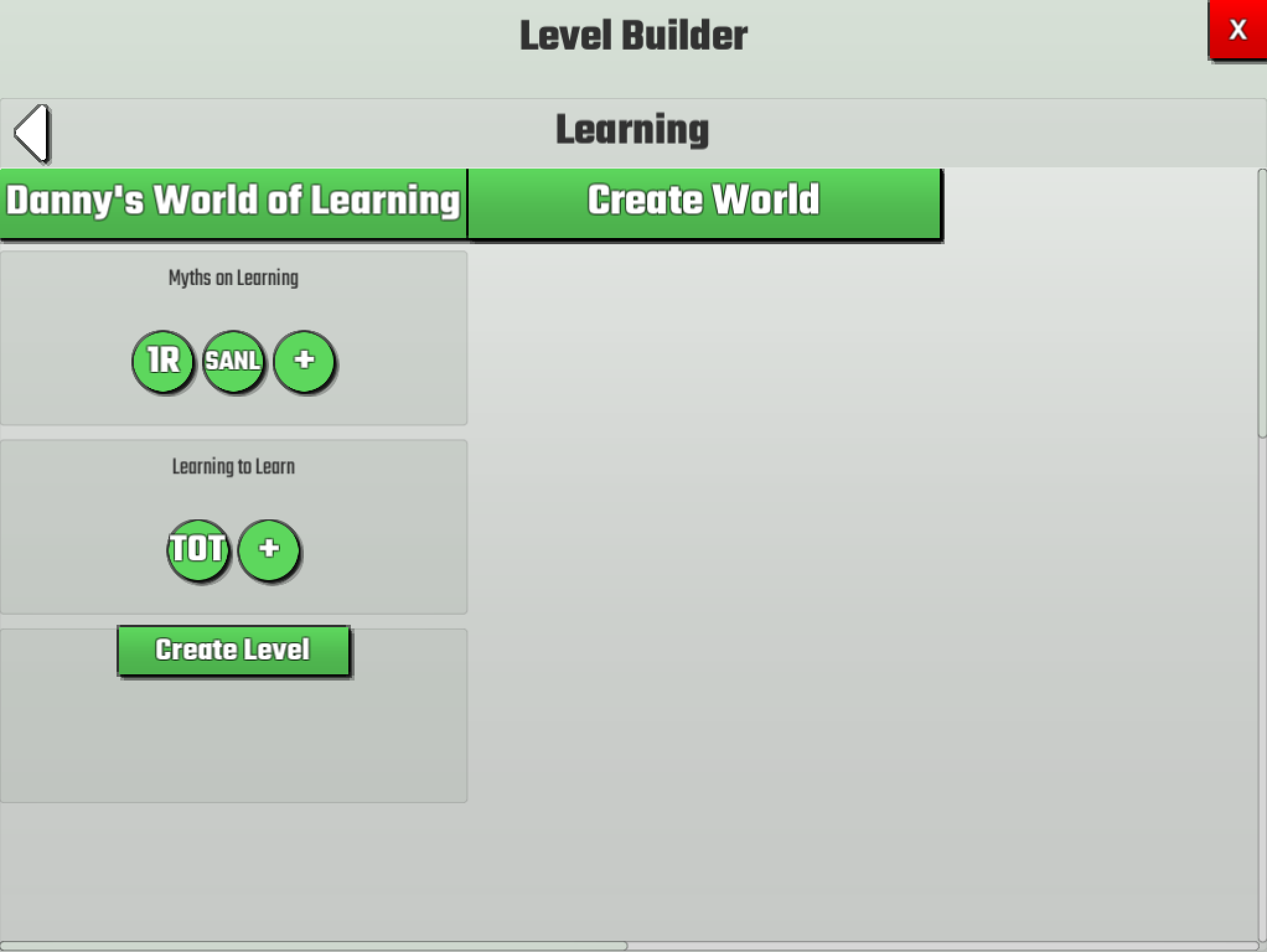 Prototype screenshot of Content Creation (Level Building) in SkillUp