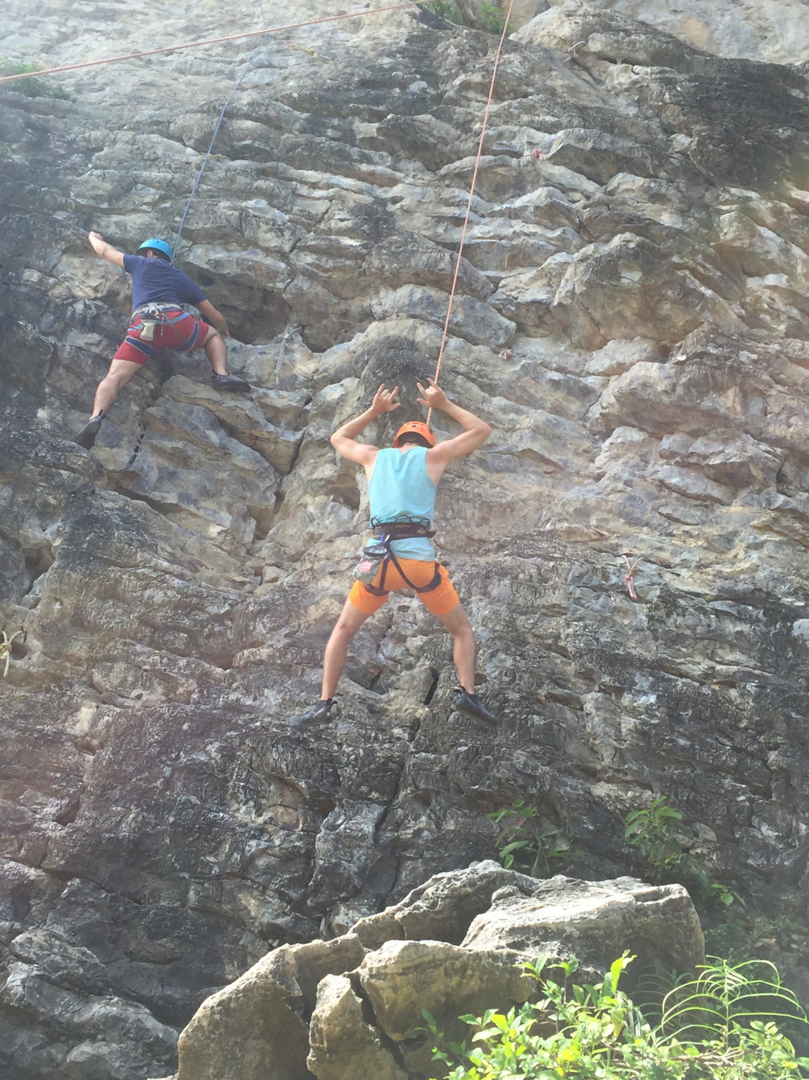 Rock-climbing by Railey Beach in Thailand