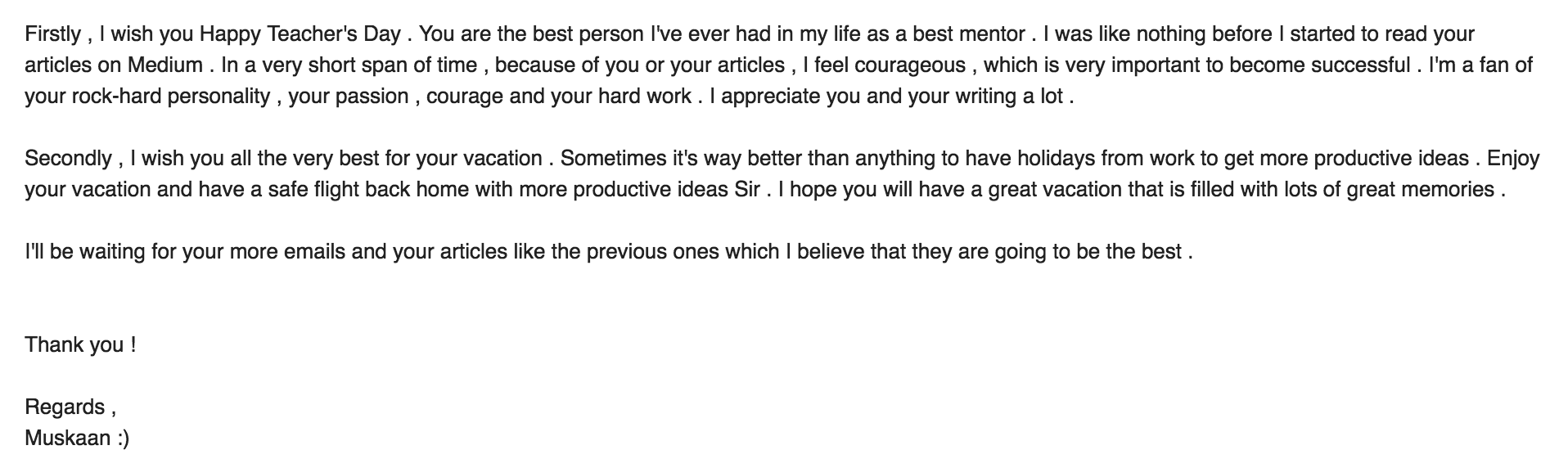 Email comment from a reader