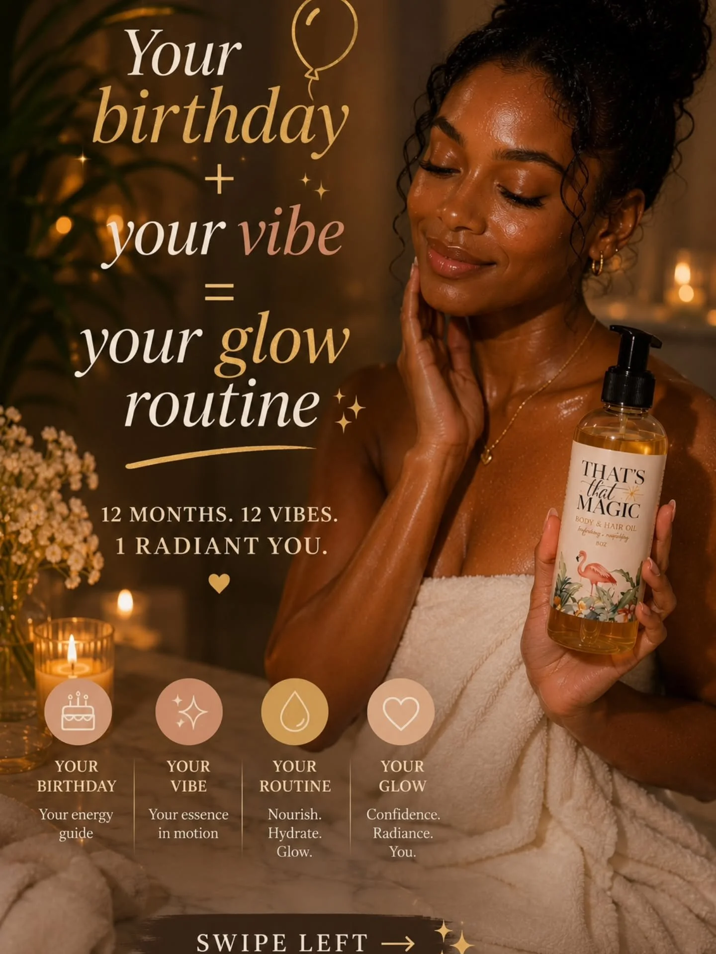 ✨ Your birthday month = your glow routine ✨
Each month has its own vibe, affirmation, and signature way to use That&rsquo;s That Magic 💛

Comment your birthday month below 👇🏽

Then swipe to find: ✨ your characteristics
✨ your affirmation
✨ your gl