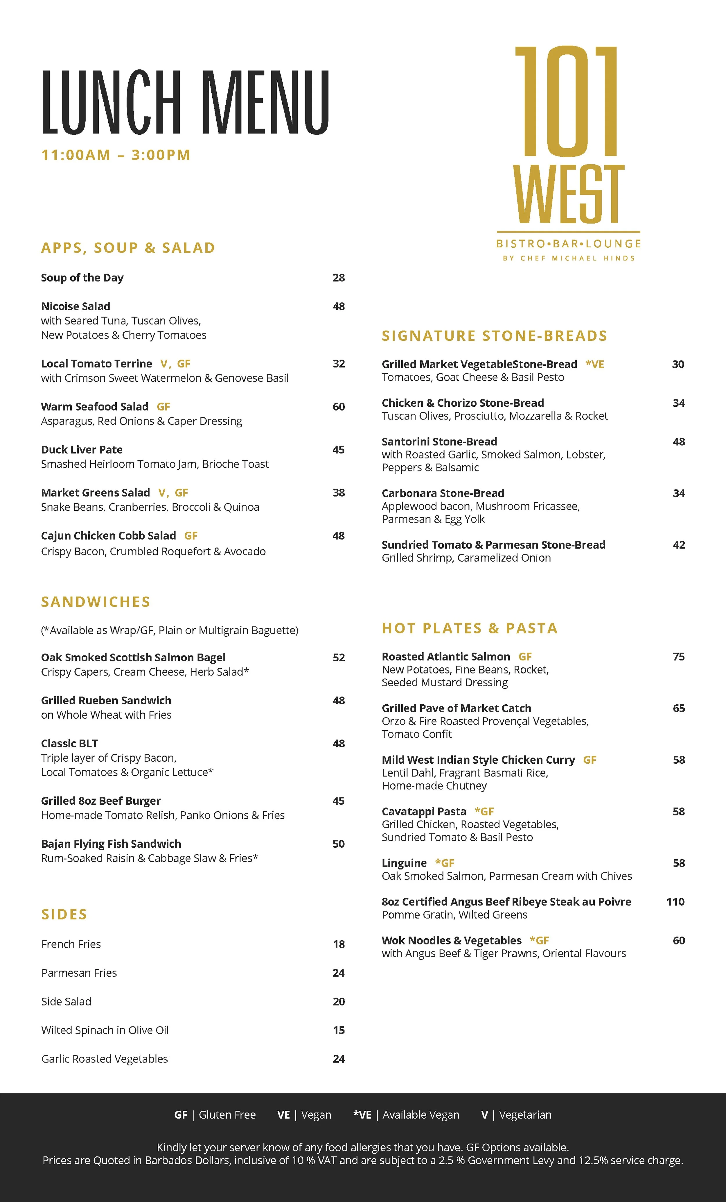 Lunch — 101 WEST Bistro Bar Lounge by Chef Michael Hinds
