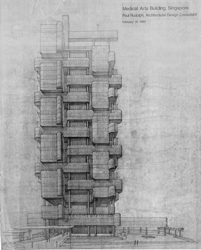 Rudolph’s Medical Arts Building project in Singapore. Image: Paul Rudolph Heritage Foundation Archives