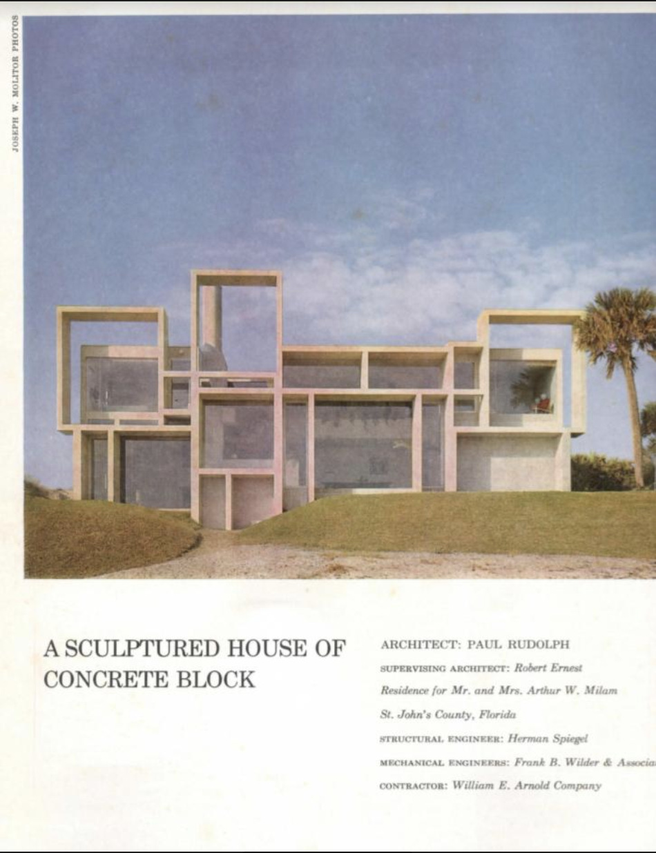 Architectural Record included the house in it’s 1963 Record Houses issue. This is the opening page of the article about the house---and the layout featured a photo by Ezra Stoller. Image courtesy of: US Modernist Library of 20th century architectural journals.