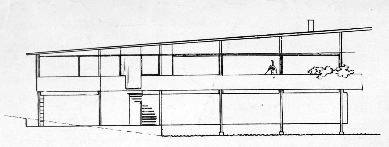Miller Boathouse, Casey Key, Florida. South Elevation.