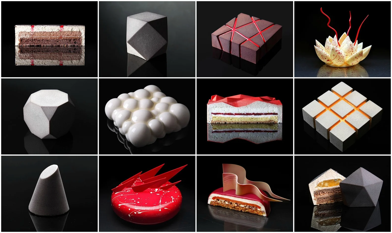 Some of the architectonically delicious creations of architect-turned-pastry-chef Dinara Kasko . Image courtesy of Dinara Kasko Pastry Art.