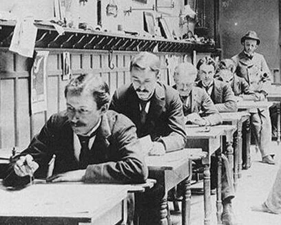 A view of the architectural drafting room of    Ferry &amp; Clas   —probably from the late 19th Century.