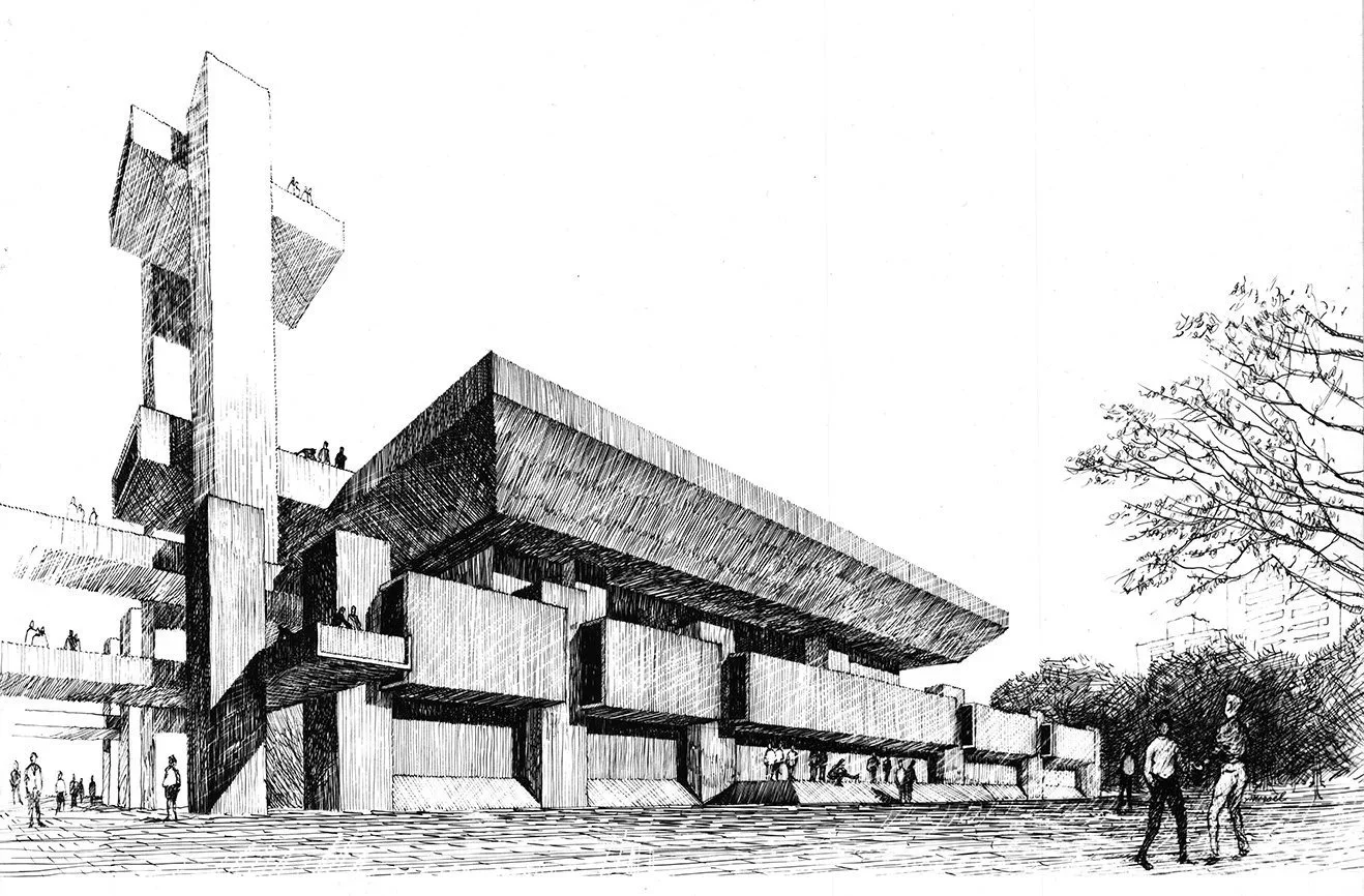 The Myrtle Avenue Youth Center, an unbuilt project for Brooklyn, New York designed by Myron Goldfinger in 1966.⁠
⁠
#myrongoldfinger