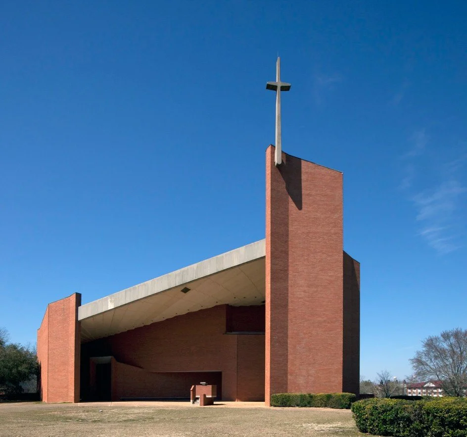 The Interdenominational Chapel for Tuskegee Institute in Tuskegee, Alabama designed in 1960 by Paul Rudolph and the African-American firm of John A. Welch and Louis Fry (both Welch and Fry were former Tuskegee Institute Faculty members).⁠
⁠
"The