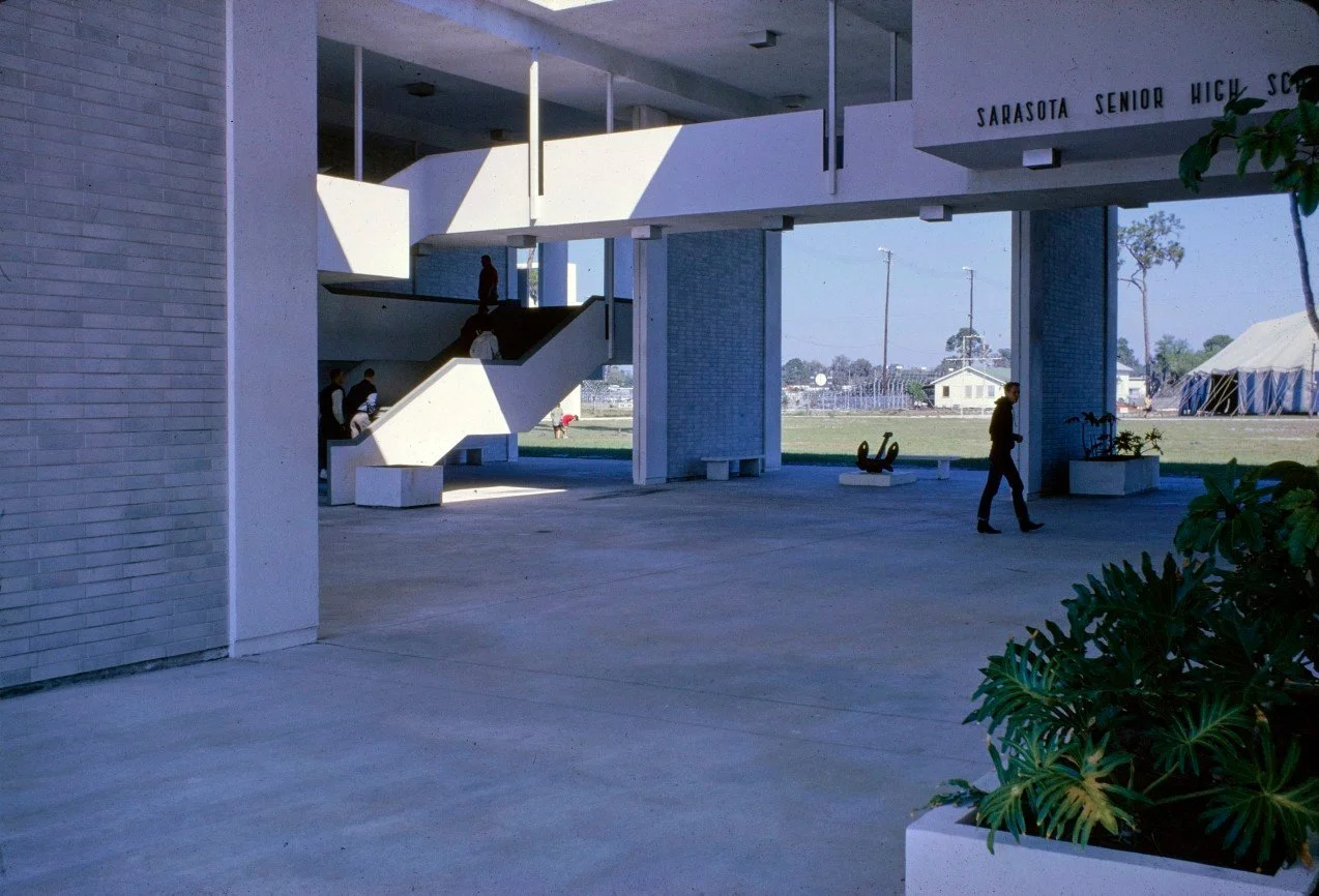Photos of the Sarasota High School by Paul Rudolph in Sarasota, Florida taken shortly after completion in 1960.⁠
⁠
#paulrudolph
