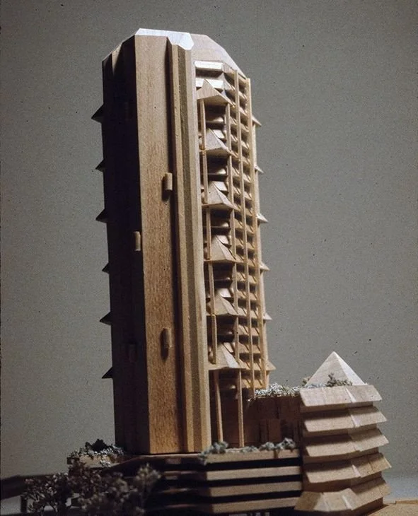 What might have been - early study models of the Wisma Dharmala building in Jakarta, Indonesia designed by Paul Rudolph in 1982.⁠
⁠
#paulrudolph