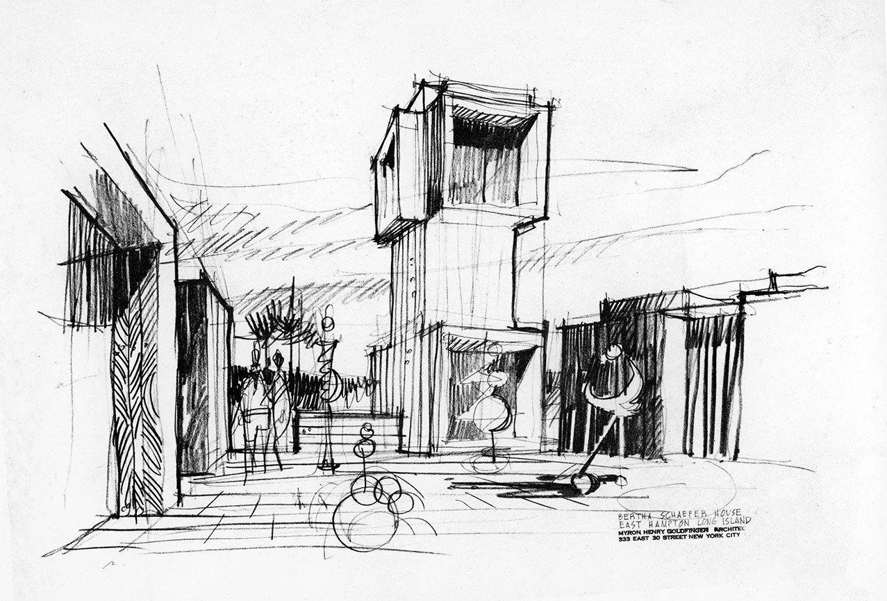 Sketch and project model for the Schaefer Residence, an unbuilt design by Myron Goldfinger in 1966 for the Hamptons, New York. The client was Bertha Schaefer, an American designer and gallery director, known for her furniture designs.⁠
⁠
#myrongoldfi