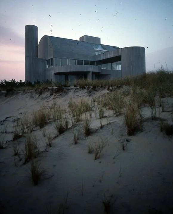 The Conason Residence in Southampton, New York designed by Myron Goldfinger in 1984. These images were taken shortly after project completion. "The location on a beautiful waterfront property dictated large expanses of glass to frame the view - 