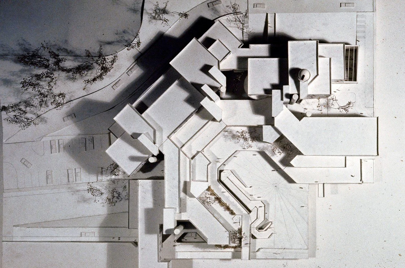 Model of the unbuilt Staten Island Community College building designed by Paul Rudolph in 1972.  The campus expansion plan stalled and was not constructed due to New York City's mid-1970s fiscal crisis, shifting CUNY enrollment trends, and the eventu