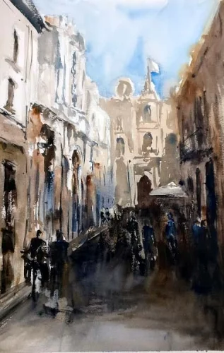 Trapani Sicily Maltese artist Sarah Calleja Watercolour plein air