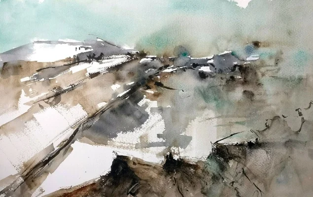 marsamxett Valletta Maltese artist abstract Sarah Calleja Watercolour plein air