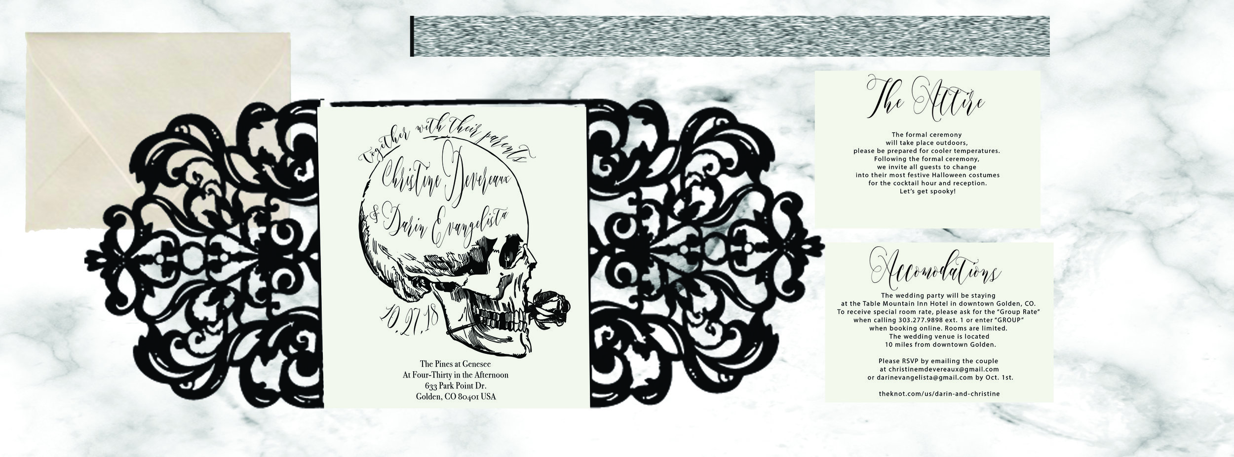 Changes have been made! I added the emails and RSVP details to the accommodation card, along with the website link. (I don't know how I skipped that to begin with, I'm sorry) Also, I eliminated the rsvp envelope, as we are only doing the outer envelope in this case! But I personally, would go for a gold glitter band, instead of the silver. The gold will compliment the ivory cardstock a bit more. Let me know! Here are the color choices again. I'm loving the antique gold! And maybe even an antique gold ribbon, in a type of knot tie? I don't know, I'm just not loving the band by itself. But of course, whatever you guys love. Keep me updated :) I just want them to be gorgeous for you! Let me know!