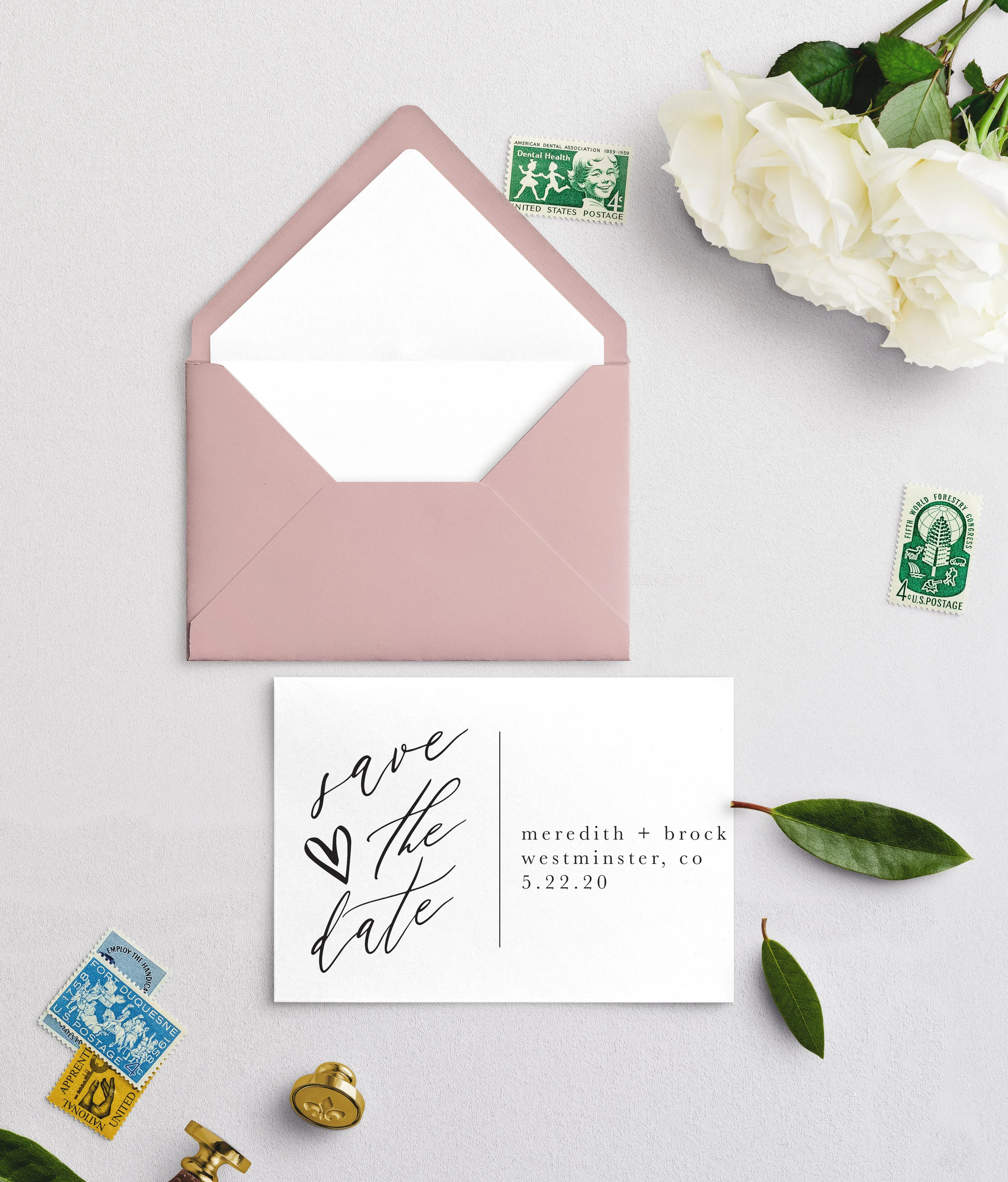 Dusty Rose inspired, while still simple and blissful. QTY: 100, 118# cardstock white Envelope color: Dusty Rose
