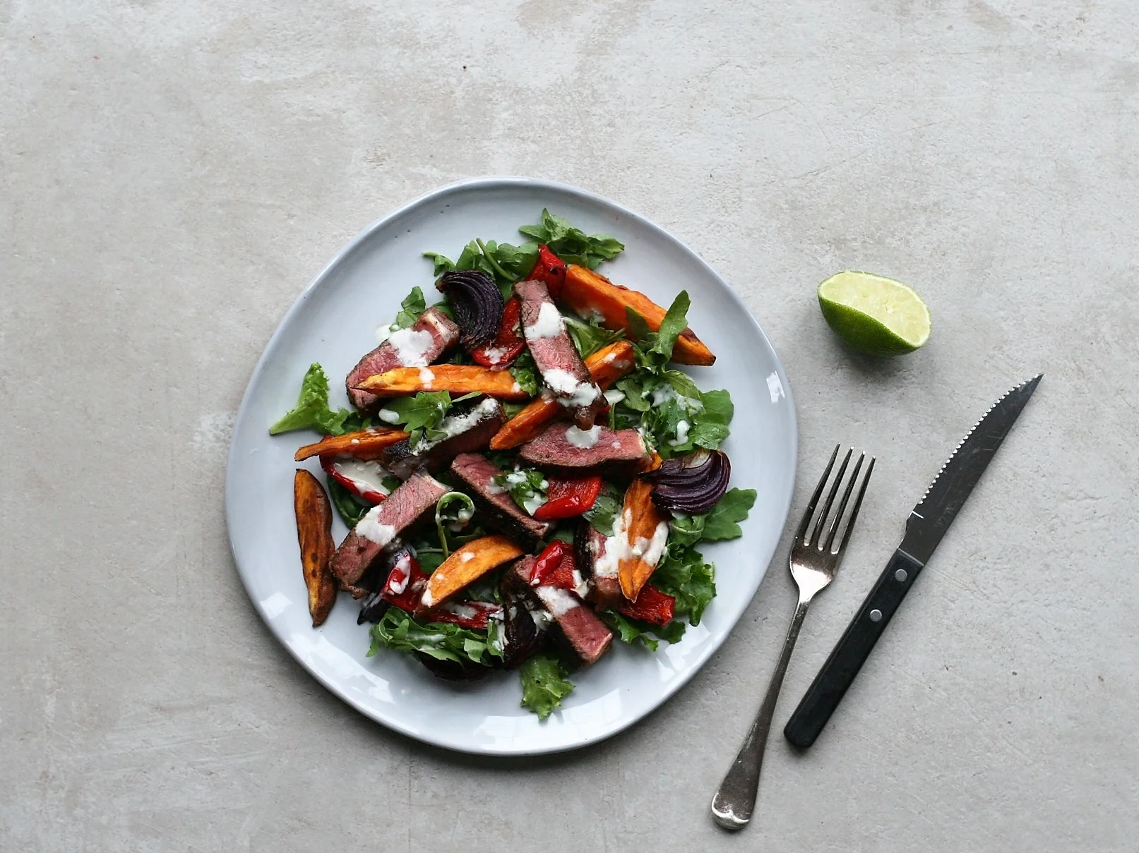 Fajita Steak Salad with Jalapeno Dressing