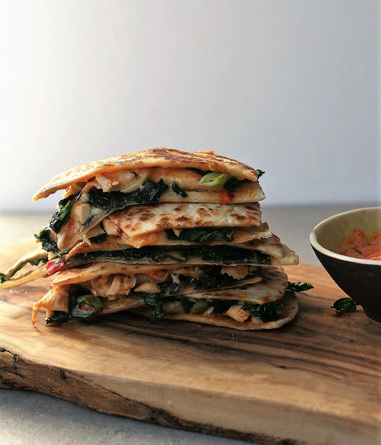 Spicy Quesadilla with Chicken and Greens 