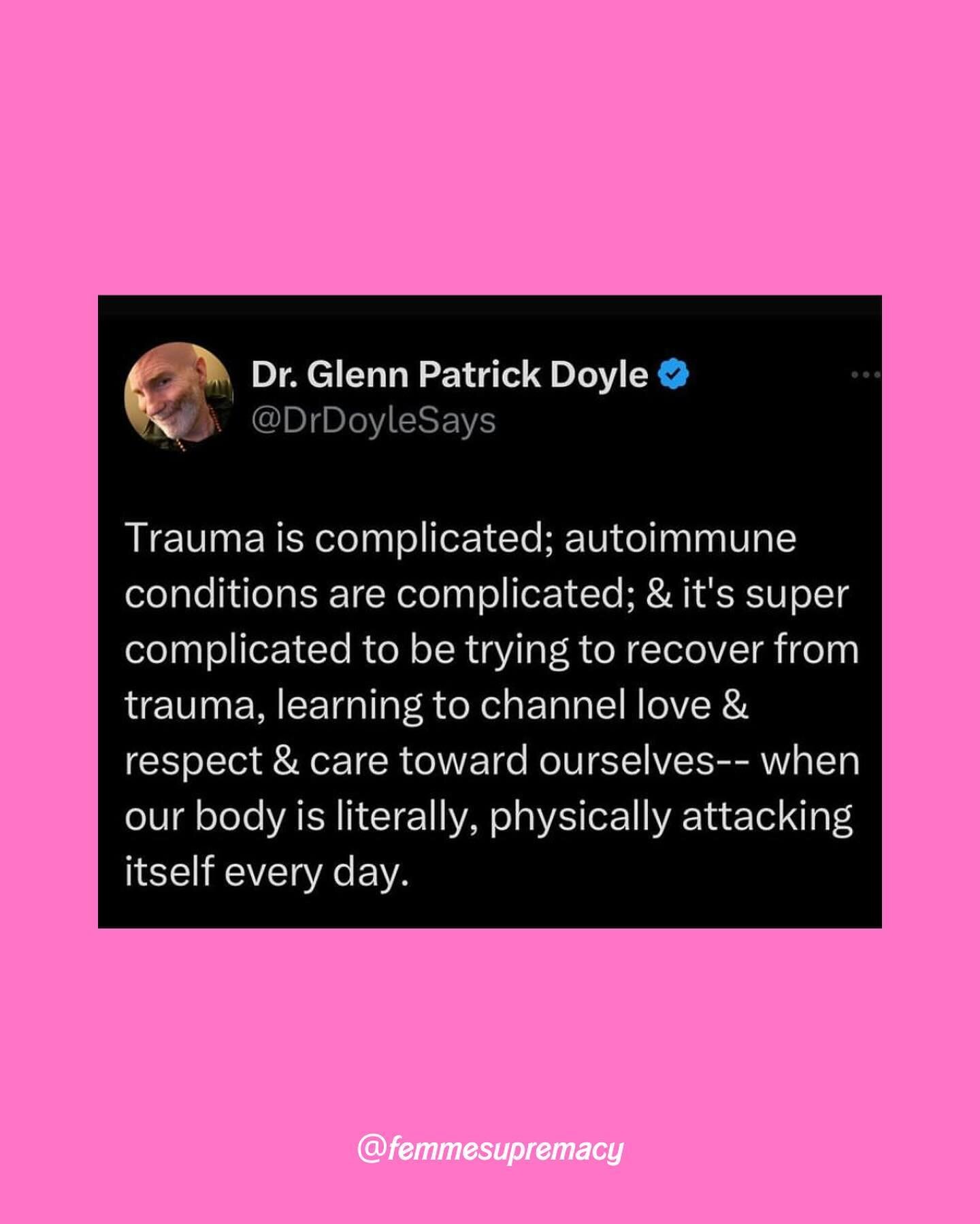 chronically ill survivors struggle to be believed, not only about the abuse, trauma &amp; violence they&rsquo;ve survived &amp;/also about being chronically ill.

do you relate? it's a struggle to not only manage my cptsd but my systemic lupus. traum