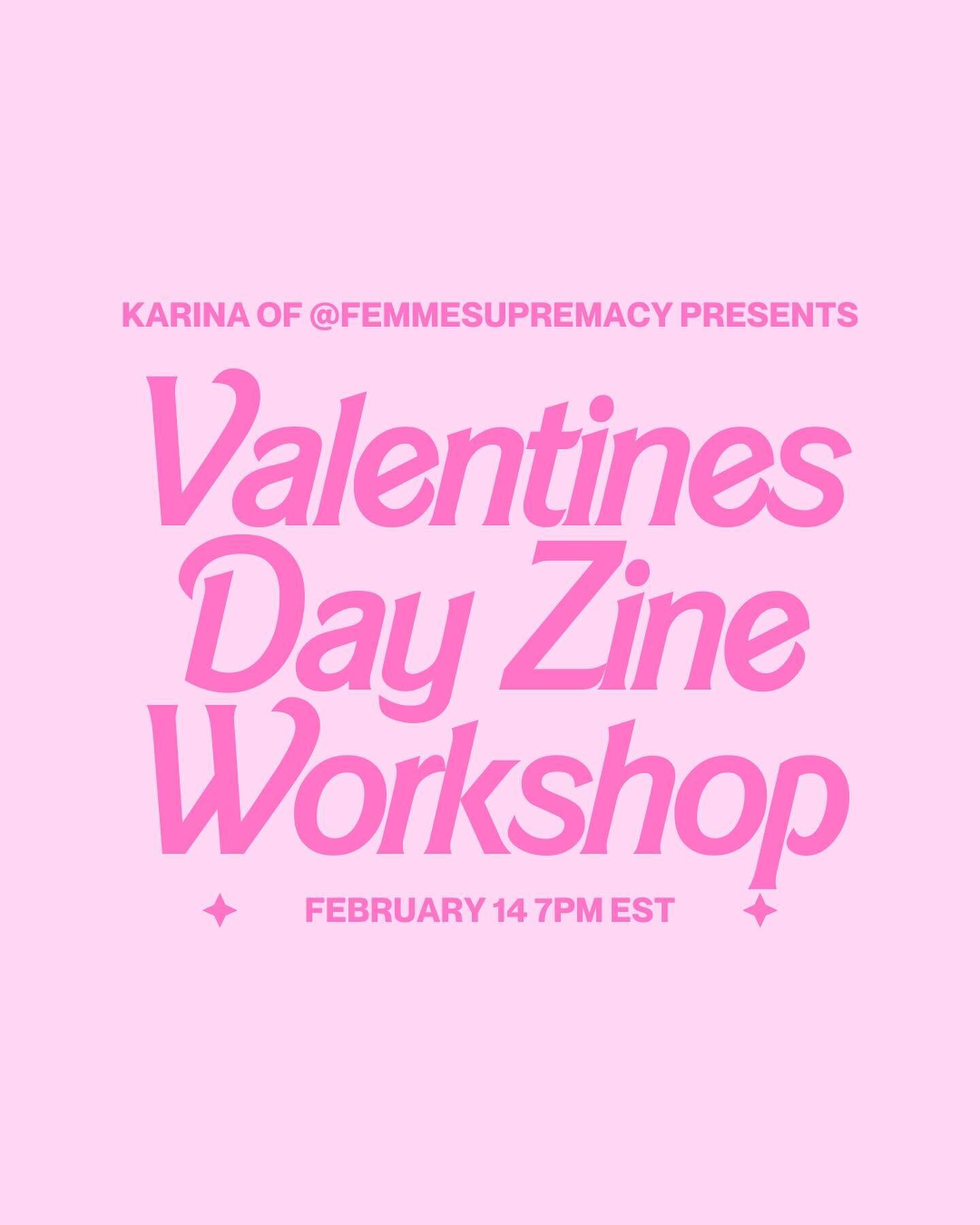 Hi bb 💞 Want to learn how to make your own mini-zine? Join me on Valentine's Day at 7pm EST on Zoom for a zine workshop 🥰 We'll get to hang out &amp; make mini-zines celebrating self-love, healing, inner child/teen work, or whatever you feel called
