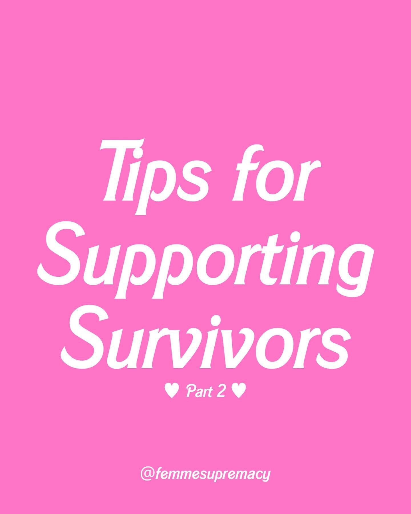 Tips for supporting survivors 💕 

🩷 Believe us. This is the bare minimum and should be should be the starting point of support, rather than the end of it.

🧡 Don&rsquo;t assume what we need; ask us! Many of us may not know what we need or what to 