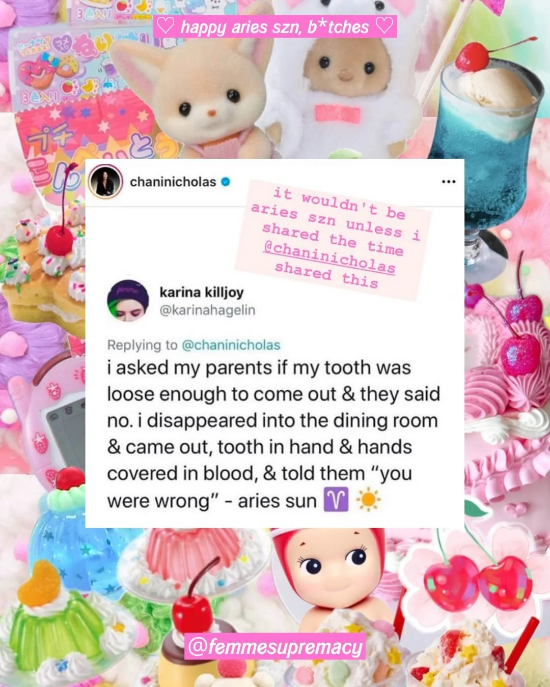 happy aries szn from yr fave aries femme qt 💋 pls enjoy this aries meme roundup ♈️ what house is aries in your chart + what placements do you have in aries? ✨💕

🏷️: #ariesseason #ariesmemes #arieslife #ariesszn #ariesvenus