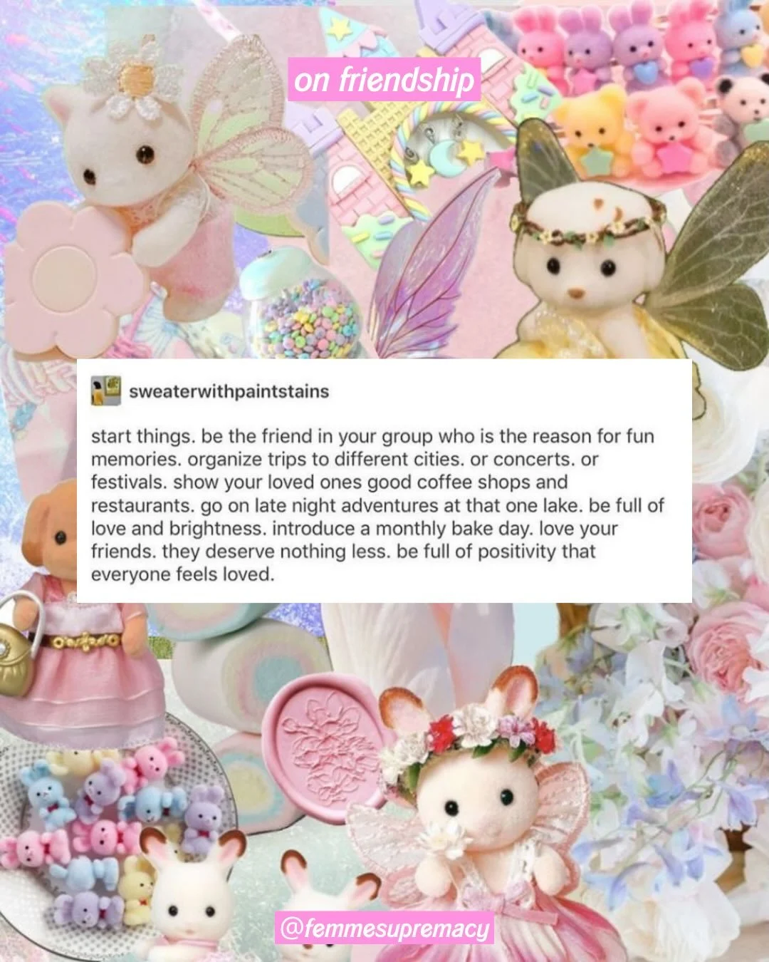 notes on friendship from my @aredotna board dedicated to such ✨💕💖

🏷️: #friendship #friendshipgoals #friendshipbreakup #platonicintimacy #queerplatonic