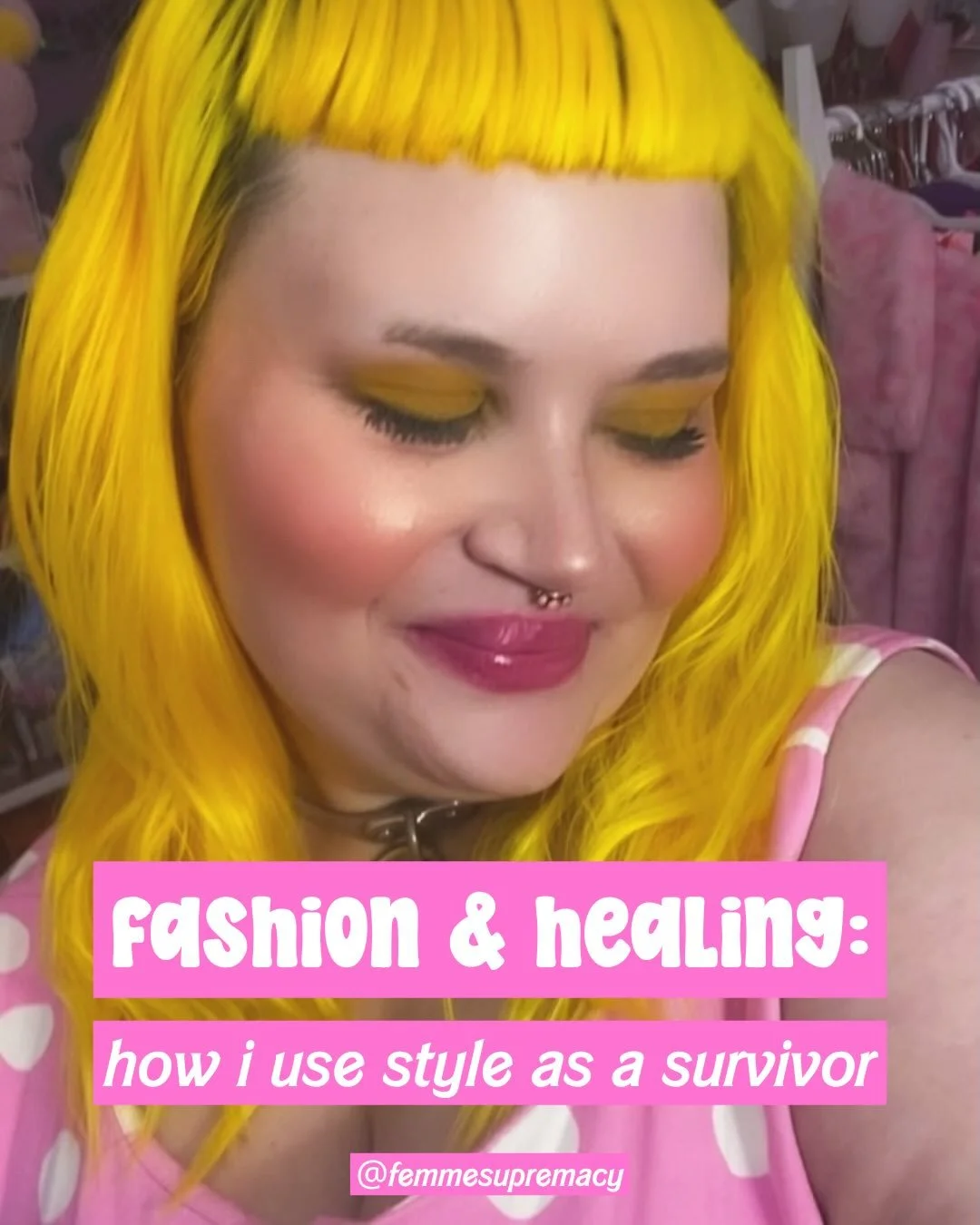 as a survivor, fashion has been a source of immense healing for me 💕

doing my makeup is a simple but incredible grounding practice that offers me creative self-expression, playtime, &amp; joy every day 🎀

when it comes to my outfits, i love using 