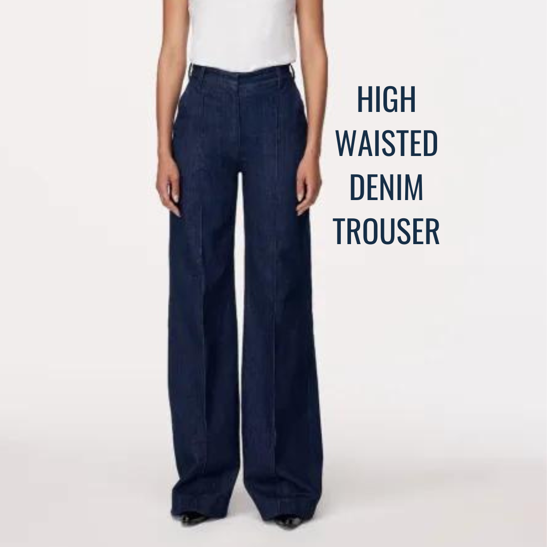 Another Tomorrow High Waisted Denim Trouser
