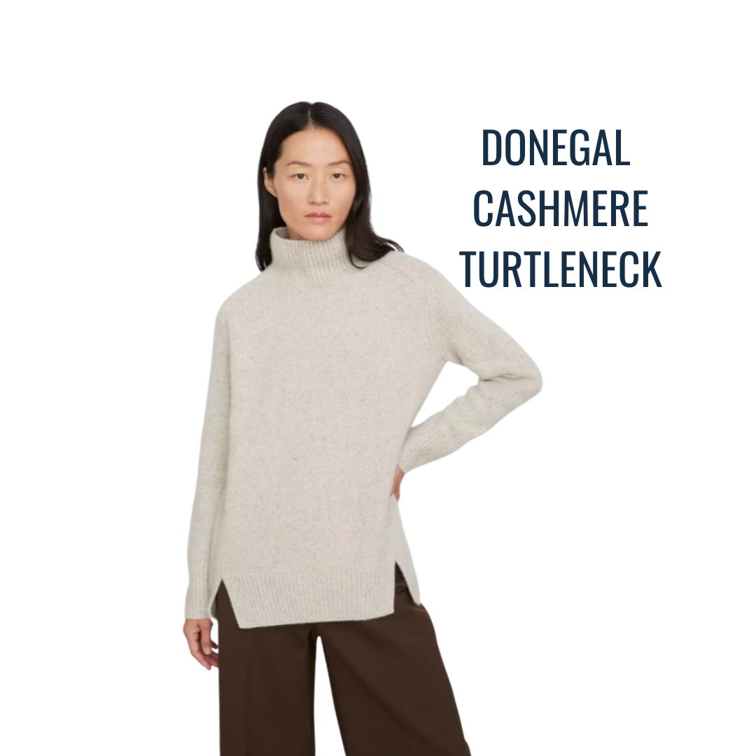 Vince  Donegal Cashmere Side Slit Turtleneck Sweater