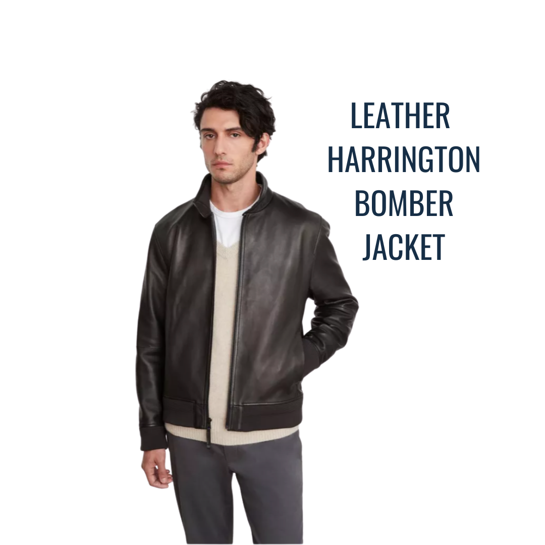 Vince  Leather Harrington Bomber Jacket