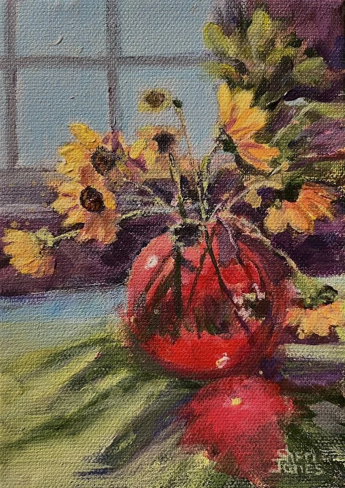 Reflecting Red Light 7x5 acrylic on canvas.jpeg