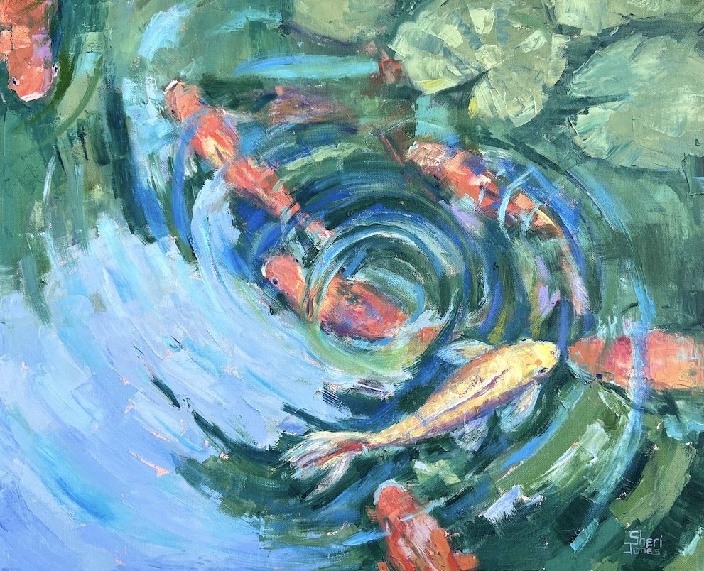 Koi Gathering 20x24 oil on canvas Sheri jones.jpeg