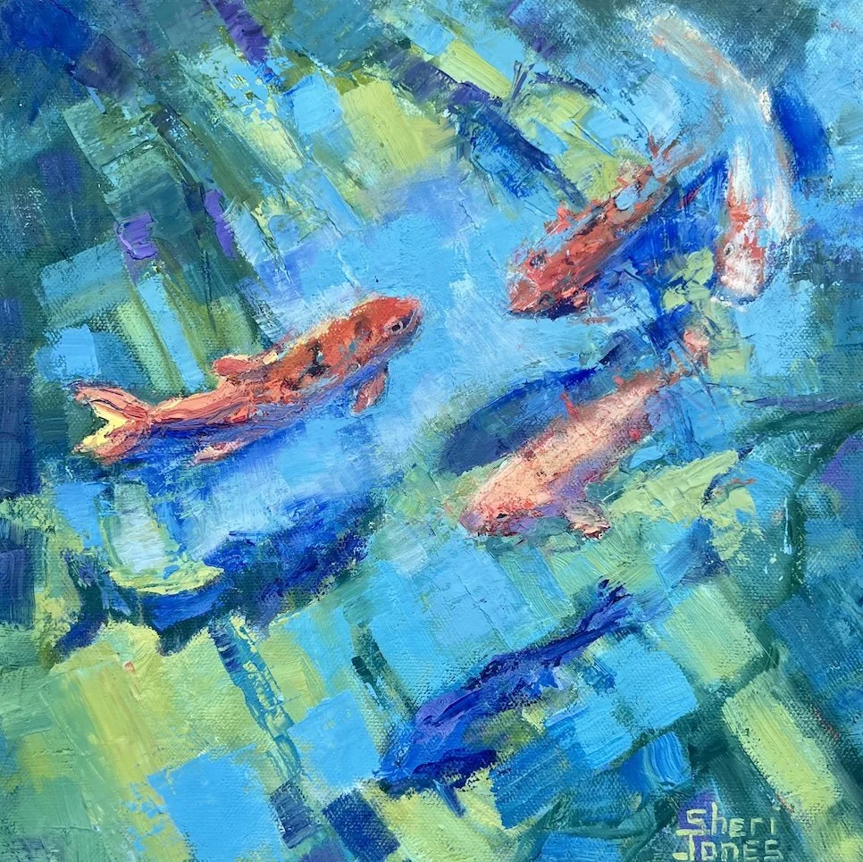 Sunlit Reflections 12x12 oil on gallery wrapped canvas Sheri Jones.jpeg