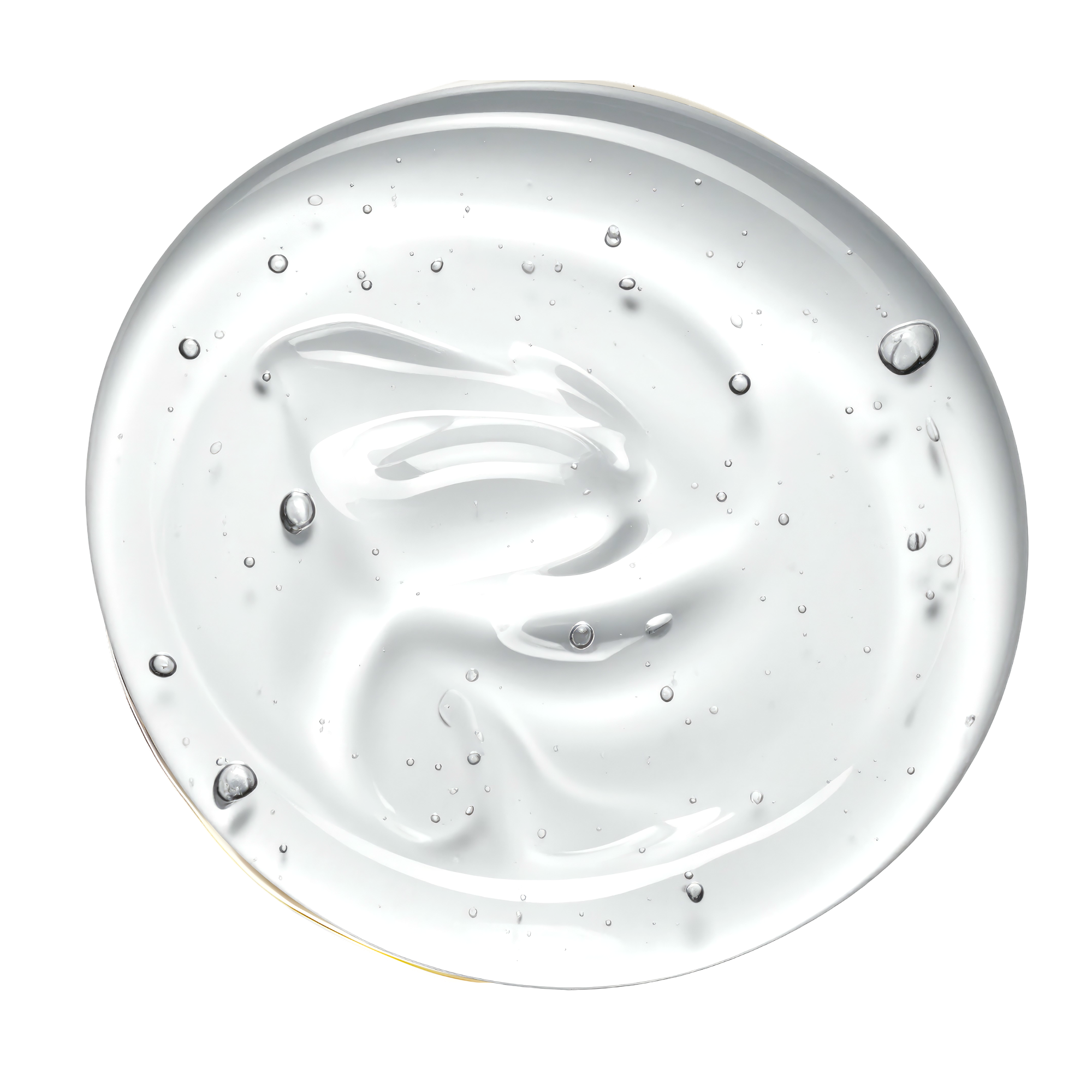 Clear water-gel skincare swatch showing moisturizing Dew Cushion Hydrating Serum