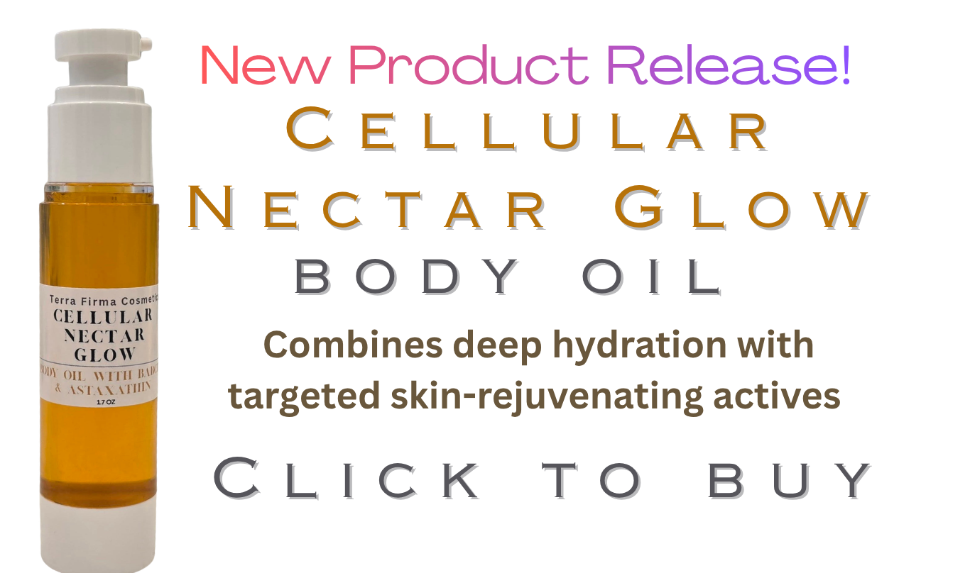 Cellular Nectar Glow Body OilMade by Terra Firma Cosmetics, this body oil blend combines deep hydration with targeted skin-rejuvenating skin actives.