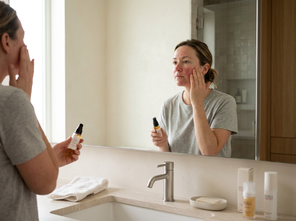 Source De' Jouvence Serum by Terra Firma Cosmetics Calms, soothes, and retextures Rosacea and other skin rashes.