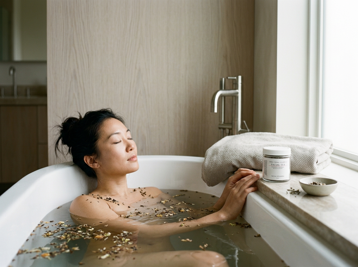 Facial Detox Tea for Relieving muscle tension, boosting total body lymphatic circulation, and mineral replenishment.