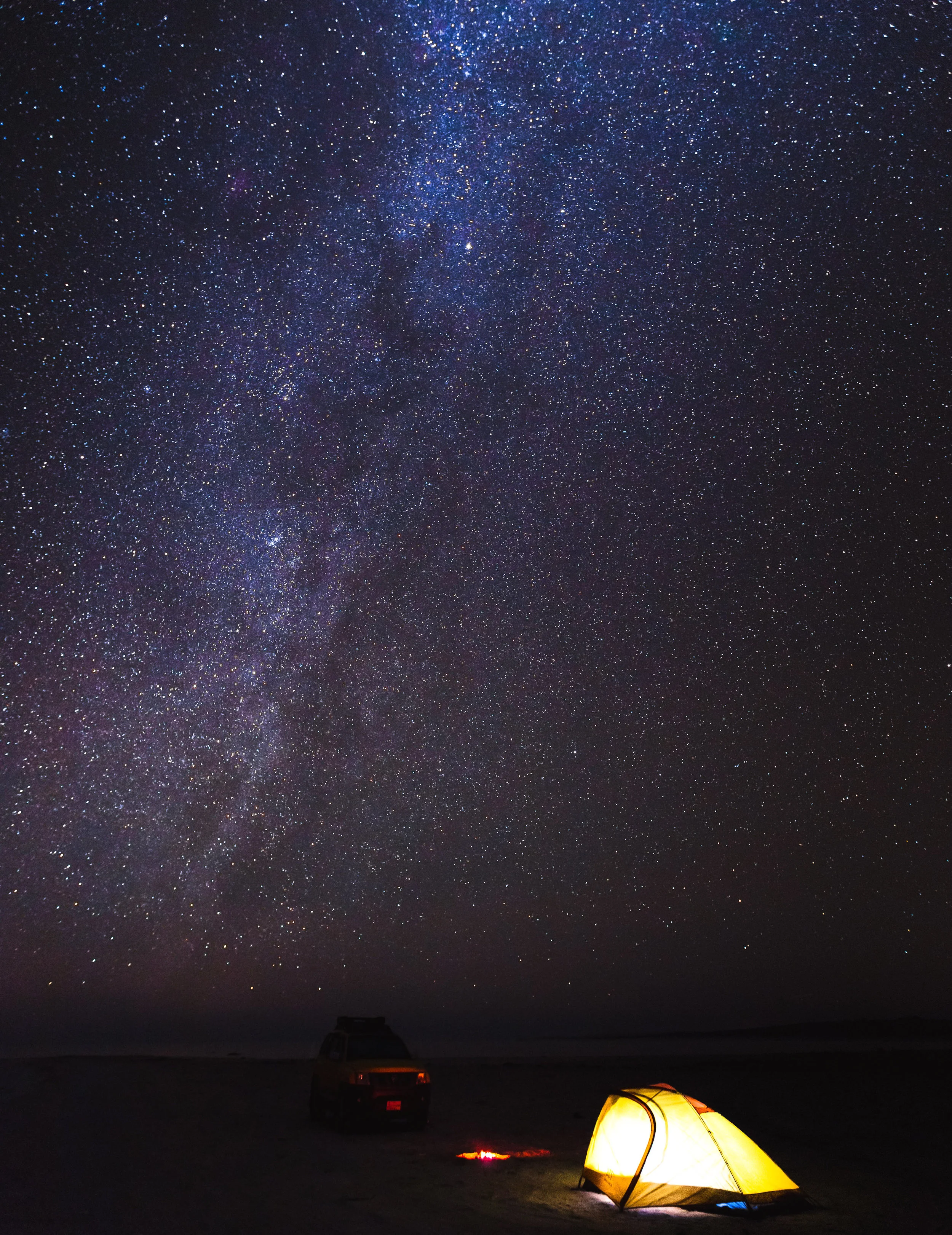 Travelers set up camp under the stars on the remote island of Masirah.