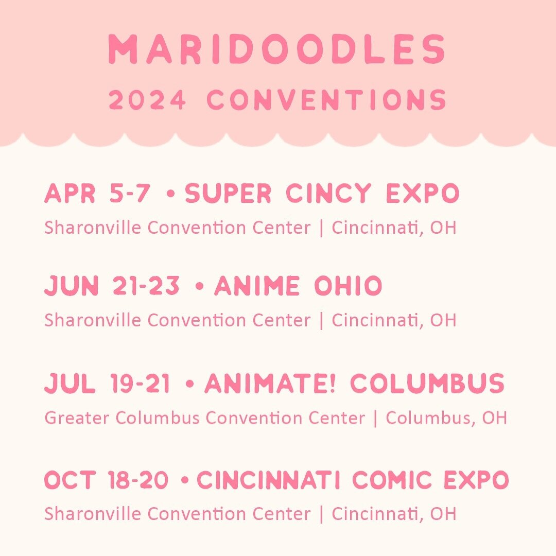 Here&rsquo;s my current con line up for 2024! 
Let me know if there&rsquo;s a con near you, you&rsquo;d like me to attend!