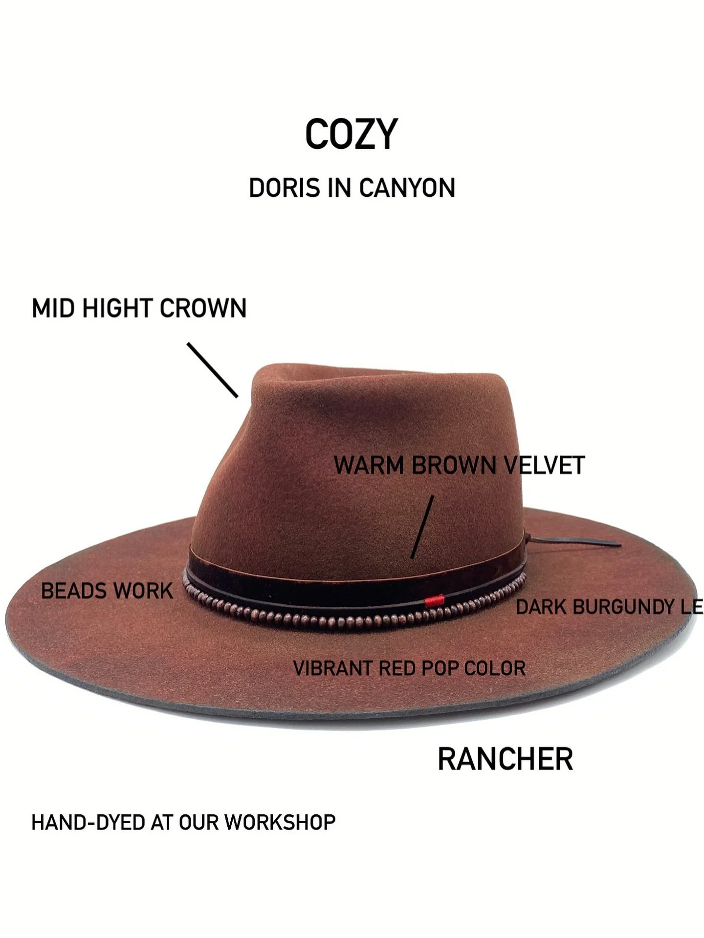 Chapeau con&ccedil;u avec une couronne basse &mdash; Low Crown &mdash; dans les teintes de marrrr&otilde;n!!! On adore cette couleur 🤎 Et toi?
.
.
.
.
#silechapeautefaitmetsle #styleiswhatyoumakeit #maron #canyon #rancher felthat #cozy #madeincanada