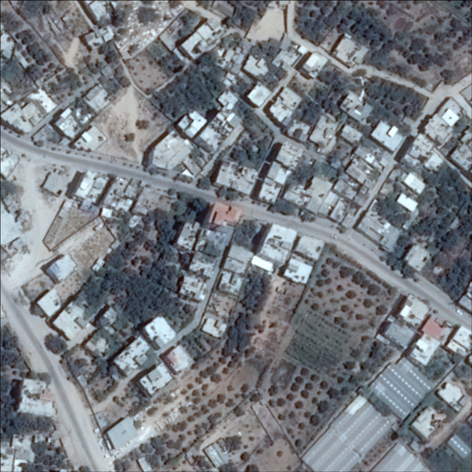 This gif from Ha'aretz shows before and after an Israeli air attack on Gaza City during Operation Protective Edge, 2014.