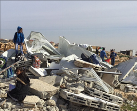 Demolition of two classrooms in Abu Nuwar community in Jerusalem on 4 February 2018. Photo by OCHA.