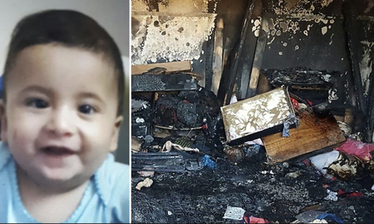 Ali Dawabsheh, the baby killed in the fire, and the damaged home.