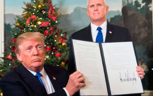 "For Hanukkah this year, Israel, Uncle Donald is giving you something you think is already yours: Jerusalem. Mazel tov!"
