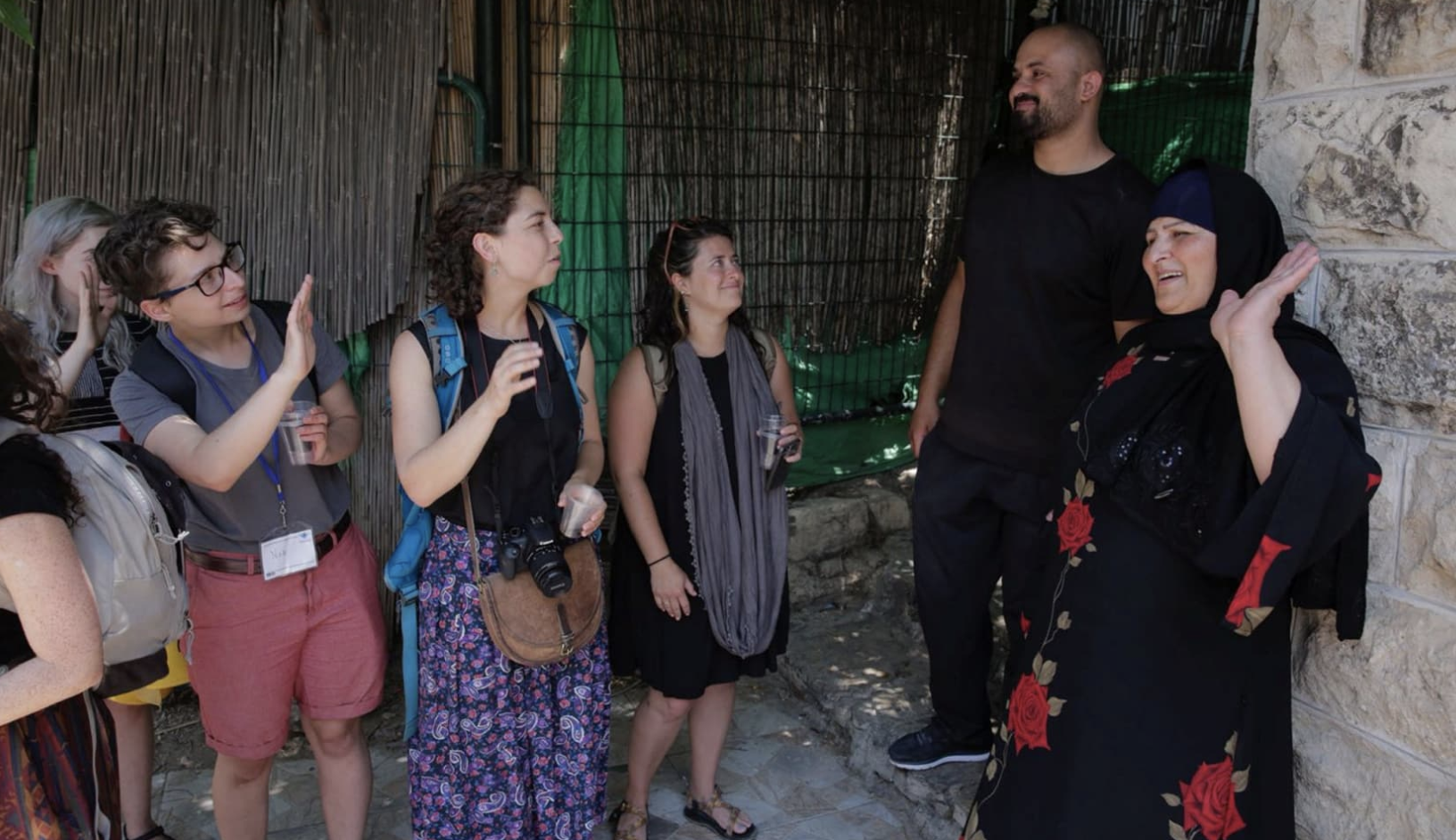 American youths visit the Sumreen family home in Silwan, on July 15, 2018 (Credit: Olivier Fitoussi)