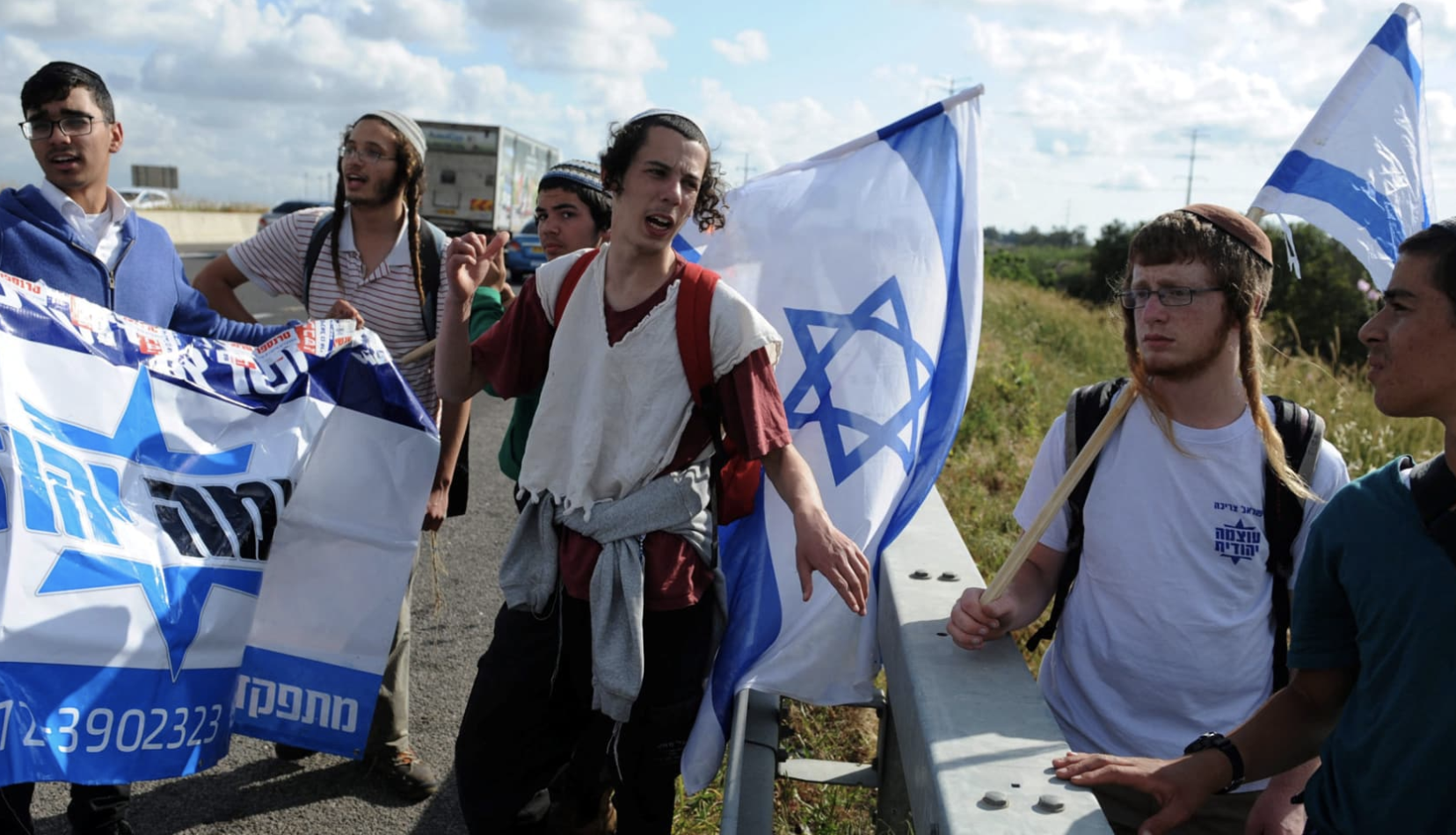 Activists of the far-right Kahanist Otzma Yehudit party. October 4th, 2018. Credit: rami shllush