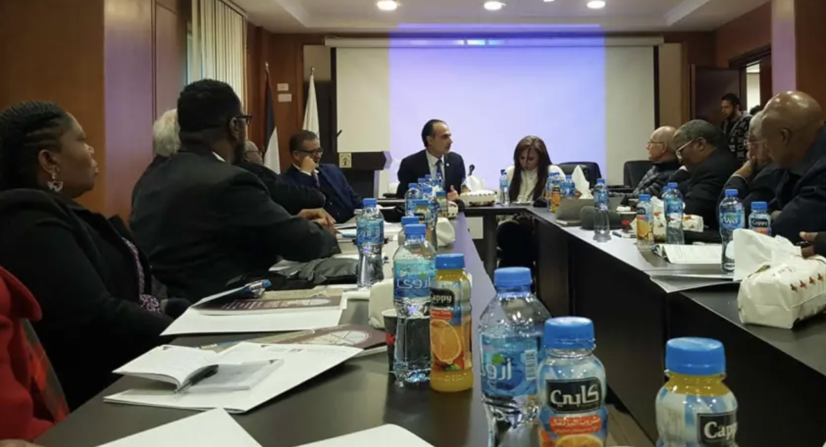 Christian leaders from South Africa and the United States meeting with Palestinian representatives during their recent visit to Israel and the Palestinian territories.. (photo credit: NATIONAL COUNCIL OF CHURCHES)