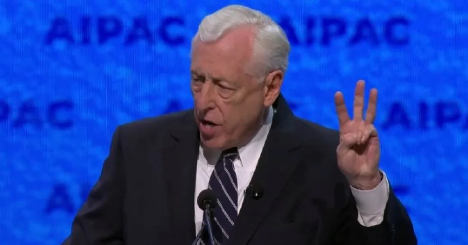 House Majority Leader Steny Hoyer (D-Md.) was one of several top Democrats who spoke at AIPAC's 2019 annual conference; others included Senate Minority Leader Chuck Schumer (D-N.Y.) and House Speaker Nancy Pelosi (D-Calif.). (Photo: Youtube/Screengrab)